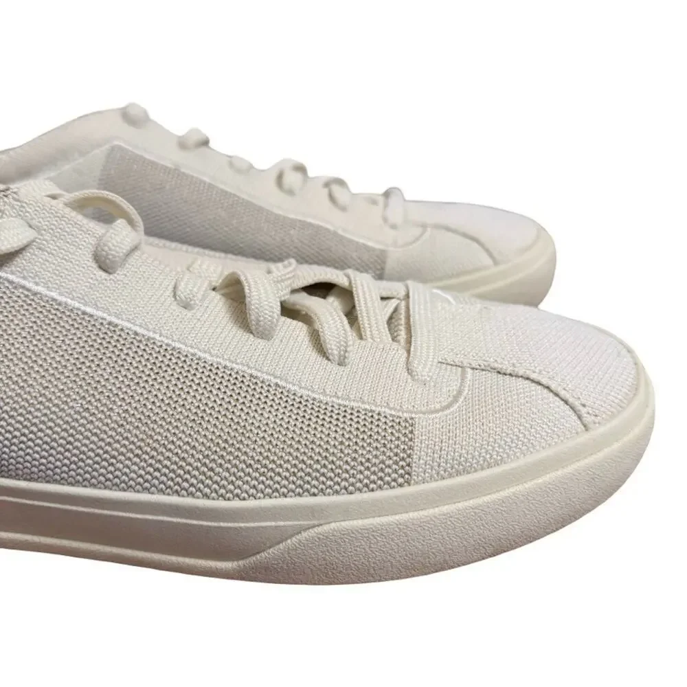 Rothys The Lace Up Sneakers Cream Gold Trim Womens Shoes Casual Comfort sz 9